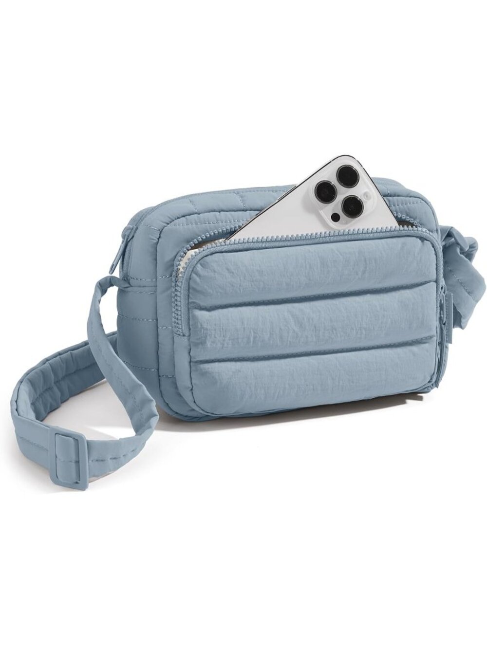 👜Women's Blue Puffer Crossbody Bag RFID Travel Purse Small Handbag Wallet